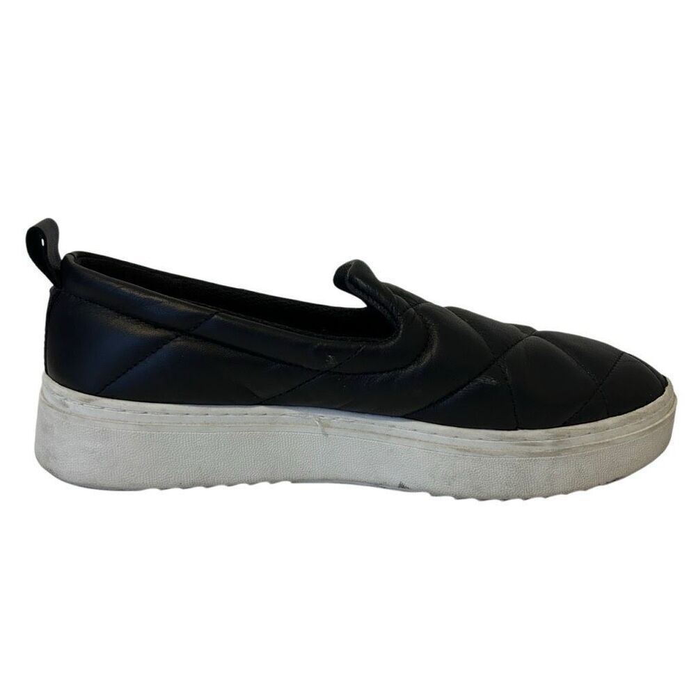 Eileen Fisher womens 9 nappa black quilted leather platform sneaker quiet luxury